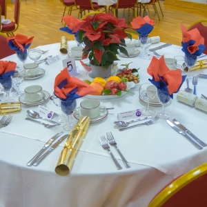 Table laid up for function, Sheringham Masonic Centre